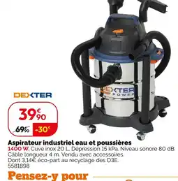 Weldom Dexter aspirateur industriel eau et poussières offre