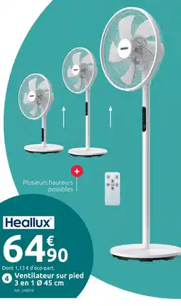 Mr Bricolage Heallux ventilateur sur pied 3 en 1 ø 45 cm offre