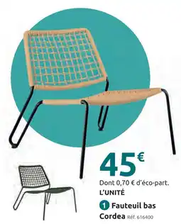 Mr Bricolage Fauteuil bas cordea offre