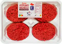 Auchan Supermarché Auchan 4 steaks hachés pur bœuf façon bouchère auchan offre
