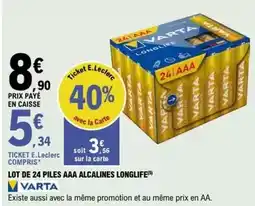 E.Leclerc E.leclerc - lot de 24 piles aaa alcalines longlife offre