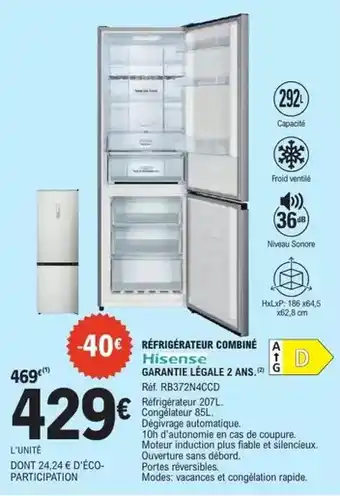 E.Leclerc Hisense - réfrigérateur combiné offre