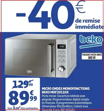 Auchan Micro ondes monofonctions beko offre