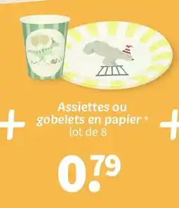Wibra Assiettes ou gobelets en papier lot de 8 offre