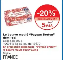 Monoprix PAYSAN BRETON Le beurre moulé demi-sel offre