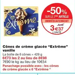 Monoprix EXTRÊME Cônes de crème glacée vanille offre