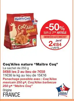 Monoprix MAITRE COQ Coq'Ailes nature offre
