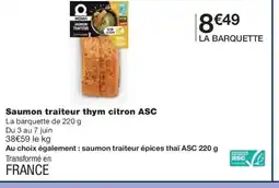 Monoprix Saumon traiteur thym citron ASC offre