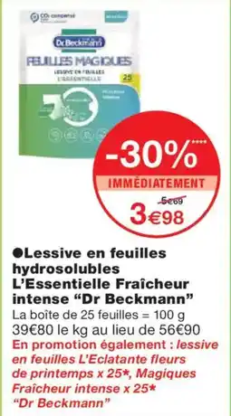 Monoprix DR BECKMANN Lessive en feuilles hydrosolubles L'Essentielle Fraîcheur intense offre