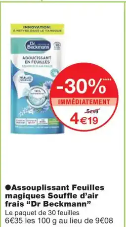Monoprix DR BECKMANN Assouplissant Feuilles magiques Souffle d'air frais offre