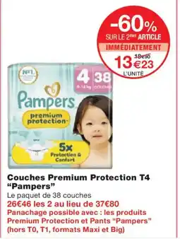 Monoprix PAMPERS Couches Premium Protection T4 offre