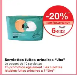 Monoprix JHO Serviettes fuites urinaires offre