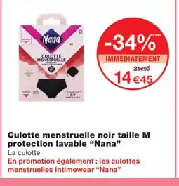 Monoprix NANA Culotte menstruelle noir taille M protection lavable offre