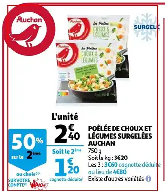 Auchan Poêlée de choux et légumes surgelées auchan offre