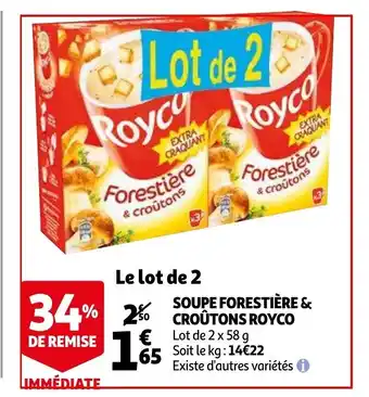 Auchan Soupe forestière & croûtons royco offre