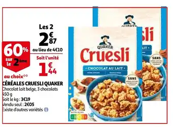 Auchan Céréales cruesli quaker offre