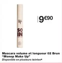 Monoprix MONOP MAKE UP Mascara volume et longueur 02 Brun offre