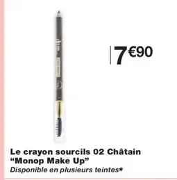 Monoprix MONOP MAKE UP Le crayon sourcils 02 Châtain offre