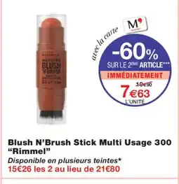 Monoprix RIMMEL Blush N'Brush Stick Multi Usage 300 offre