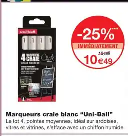 Monoprix UNI-BALL Marqueurs craie blanc offre