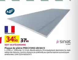 Mr Bricolage NF Plaque de plâtre PREGYDRO dB BA13 offre