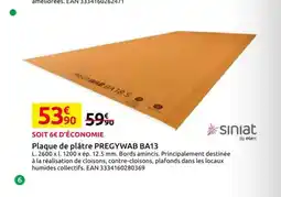 Mr Bricolage SINIAT Plaque de plâtre PREGYWAB BA13 offre