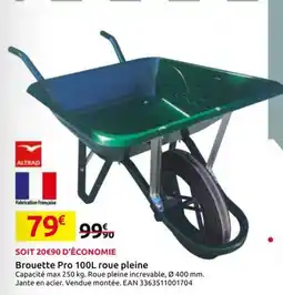 Mr Bricolage Brouette Pro 100L roue pleine offre