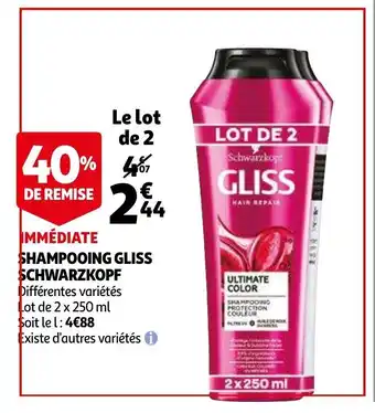 Auchan Shampooing gliss schwarzkopf offre