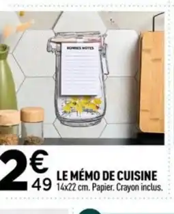 Centrakor Le mémo de cuisine offre