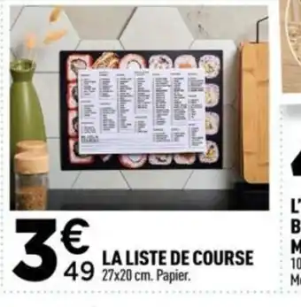 La liste de course