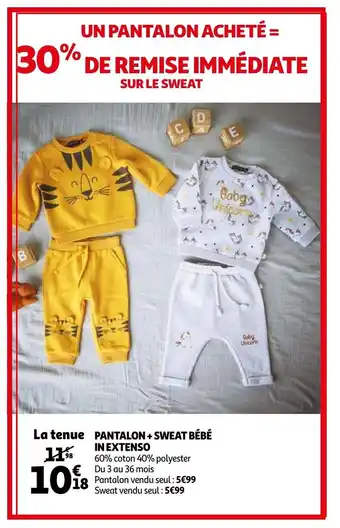 Auchan Pantalon + sweat bébé in extenso offre