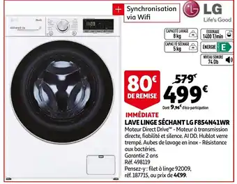 Auchan Lave linge séchant LG offre