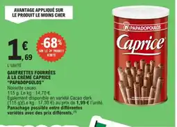 E.Leclerc PAPADOPOULOS Gaufrettes fourrées à la crème caprice offre