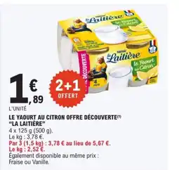 E.Leclerc LA LAITIÈRELe yaourt au citron offre découverte offre