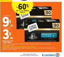E.Leclerc CARTE NOIRE Dosettes de café offre