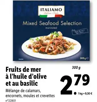 Fruits de mer à l'huile d'olive et au basilic