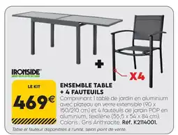 Tout faire matériaux Ensemble table + 4 fauteuils offre