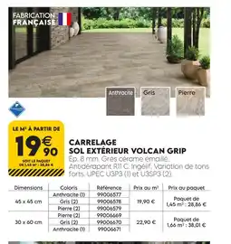 Tout faire matériaux Carrelage sol extérieur volcan grip offre