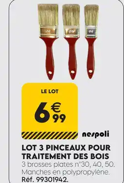 Tout faire matériaux Lot 3 pinceaux pour traitement des bois offre