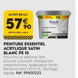 Tout faire matériaux Cecil peinture essentiel acrylique satin blanc pe 15 offre