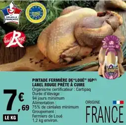 E.Leclerc PINTADE FERMIÈRE DE LOUÉ IGP LABEL ROUGE PRÊTE À CUIRE offre