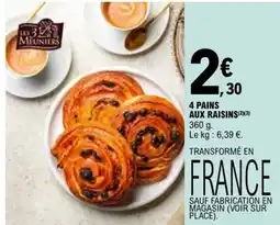E.Leclerc 4 PAINS AUX RAISINS offre