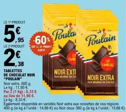 E.Leclerc TABLETTES DE CHOCOLAT NOIR POULAIN offre