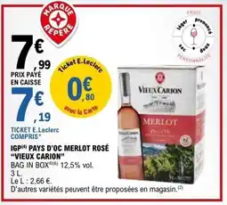 E.Leclerc IGP PAYS D'OC MERLOT ROSÉ VIEUX CARION offre