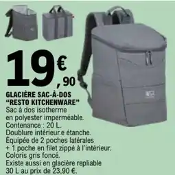 E.Leclerc GLACIÈRE SAC-À-DOS RESTO KITCHENWARE offre