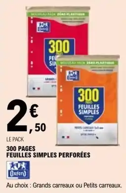E.Leclerc 300 PAGES FEUILLES SIMPLES PERFORÉES offre