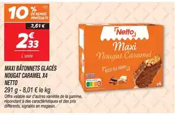 Netto Netto maxi bâtonnets glacés nougat caramel x4 offre
