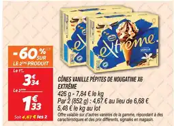 Netto Extrême cônes vanille pépites de nougatine x6 offre