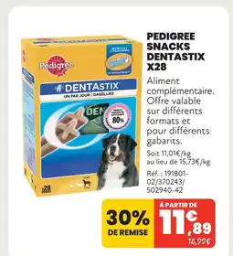 Animalis Pedigree snacks dentastix x28 offre