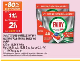Netto Fairy tablettes lave-vaisselle tout en 1 platinum plus original breeze x40 offre